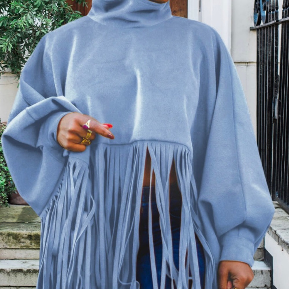 Shawl Fringe Top- Suede Leather Plus Size